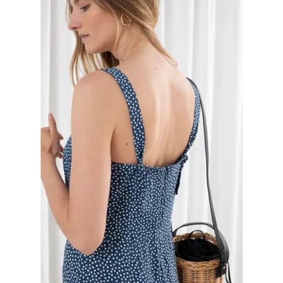 & OTHER STORIES Women's Blue & White Floral Print Relaxed Jumpsuit Size 8 - Picture 3 of 11